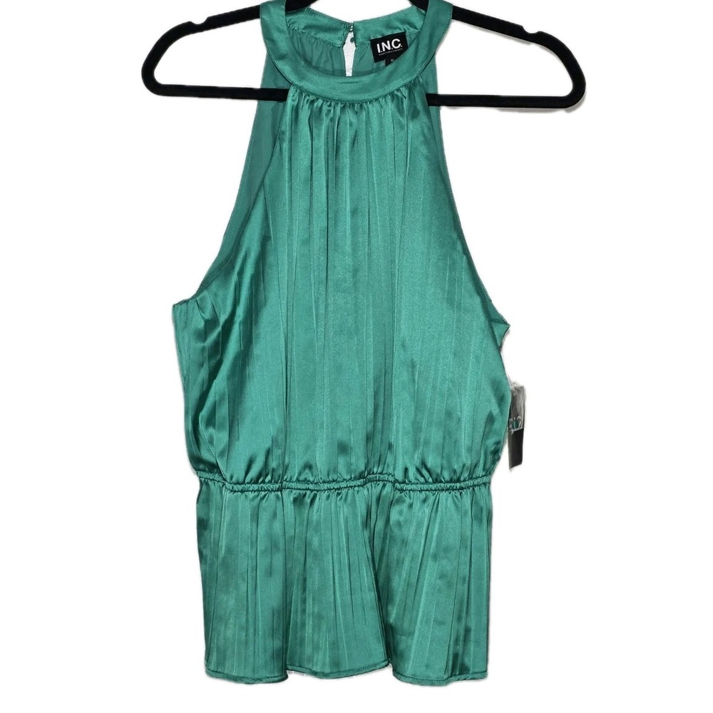 INC International Concepts XL NWT Green Halter Blouse Top Chic Dressy‎ 🌿✨